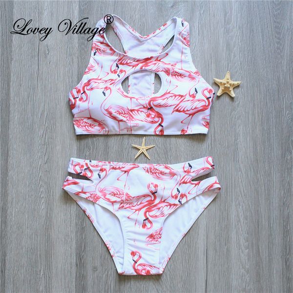 2020 new high neck bikini women swimsuit flamingo swimwear bandage cut out brazilian bikini set print summer beach bathing suit, White;black
2020 new high neck bikini women swimsuit flamingo swimwear bandage cut out brazilian bikini set print summer beach bathing suit, White;black