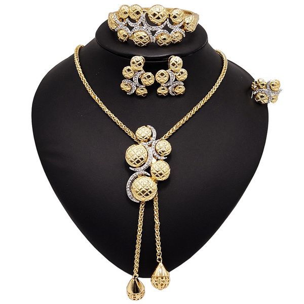 yulaili exquisite crystal necklace earrings bracelet ring classic nigerian woman wedding fashion african beads jewelry sets ing, Black
yulaili exquisite crystal necklace earrings bracelet ring classic nigerian woman wedding fashion african beads jewelry sets ing, Black