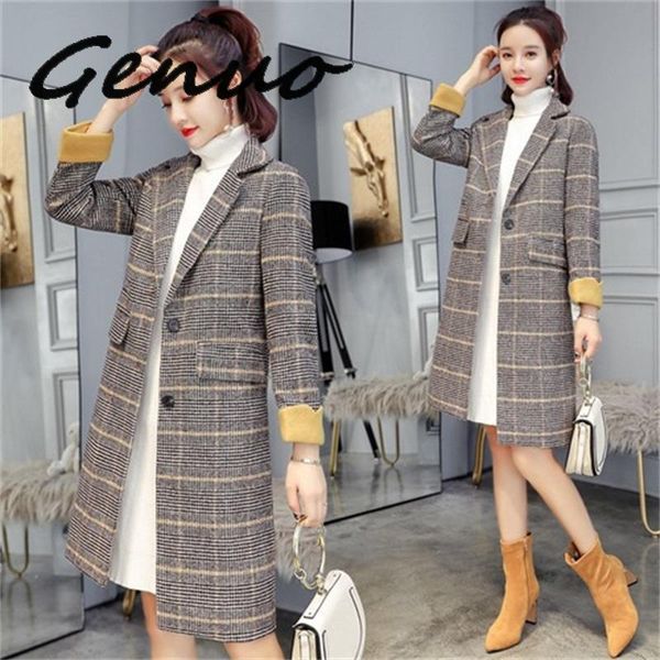 genuo new women's plaid padded woolen coat 2020 winter women wool blend coat fashion long trench female outerwear winter jacket, Black
genuo new women's plaid padded woolen coat 2020 winter women wool blend coat fashion long trench female outerwear winter jacket, Black