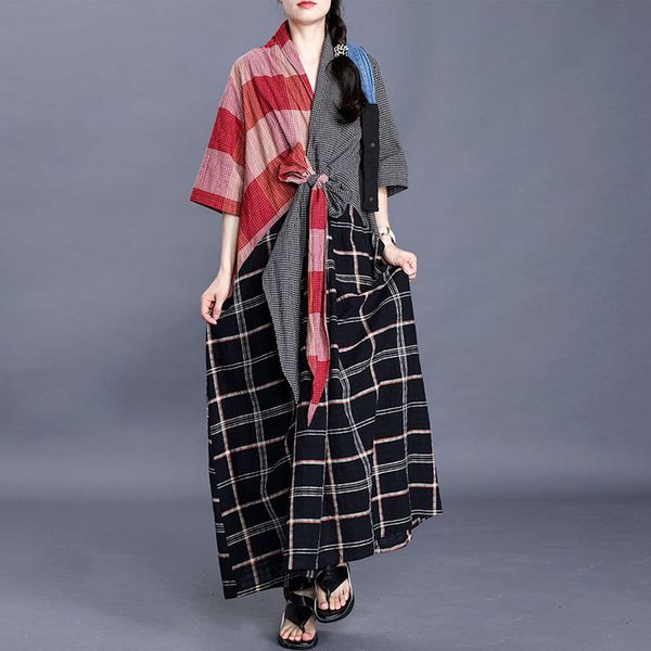 casual dresses johnature summer cotton linen retro patchwork plaid lace up dress 2021 comfortable v-neck pockets women plus size, Black;gray
casual dresses johnature summer cotton linen retro patchwork plaid lace up dress 2021 comfortable v-neck pockets women plus size, Black;gray