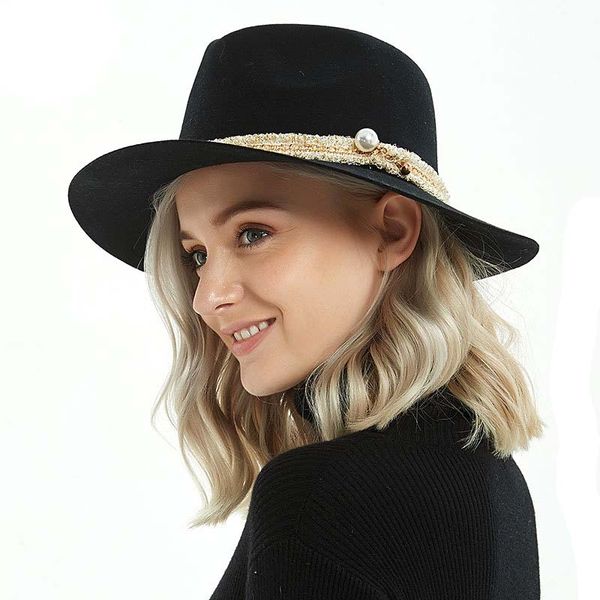 stingy brim hats wide autumn female fashion pearl hat jazz cap winter fedora for women wool chapeau femme pink m89, Blue;gray
stingy brim hats wide autumn female fashion pearl hat jazz cap winter fedora for women wool chapeau femme pink m89, Blue;gray