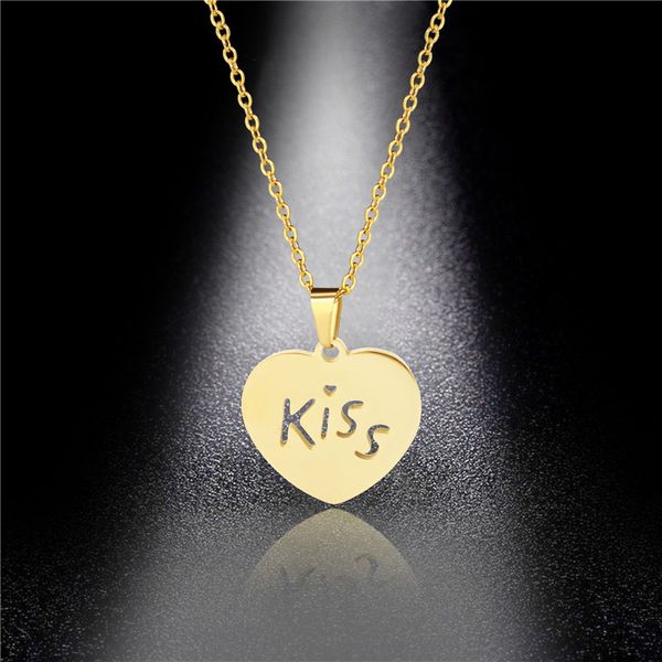 pendant necklaces factory wholesale stainless steel peach heart accessories love kiss necklace titanium letter, Silver
pendant necklaces factory wholesale stainless steel peach heart accessories love kiss necklace titanium letter, Silver