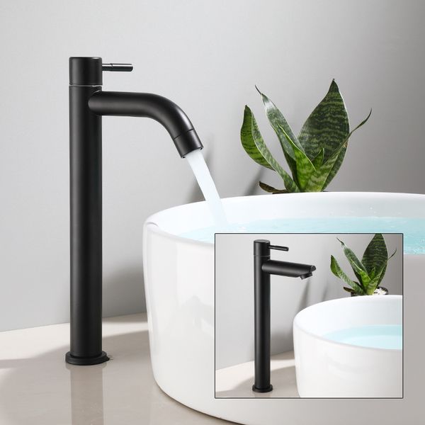 single cold, black bathroom, basin basin faucet, 304 stainless steel art cold water faucet
single cold, black bathroom, basin basin faucet, 304 stainless steel art cold water faucet