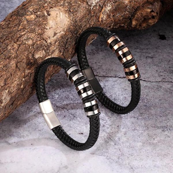 punk men jewelry braided leather bracelet men handmade bracelet trendy stainless steel magnetic clasp male woven wristband gifts, Golden;silver
punk men jewelry braided leather bracelet men handmade bracelet trendy stainless steel magnetic clasp male woven wristband gifts, Golden;silver