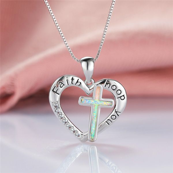 dainty female white opal pendant necklace cute cross silver color chain necklaces for women charm crystal heart wedding necklace
dainty female white opal pendant necklace cute cross silver color chain necklaces for women charm crystal heart wedding necklace