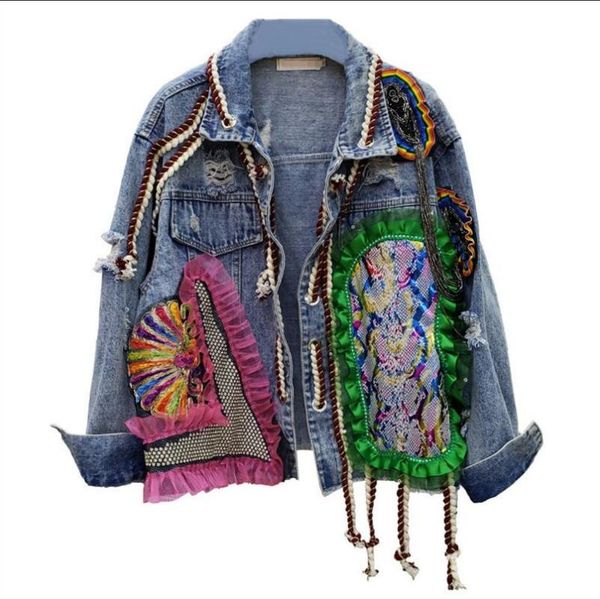 2020 весна нового европейского промышленного с дыры алмазные аппликация кружева jeans пальто женские короткие джинсовые куртки сыпучих ковбо, Black;brown 
2020 весна нового европейского промышленного с дыры алмазные аппликация кружева jeans пальто женские короткие джинсовые куртки сыпучих ковбо, Black;brown
