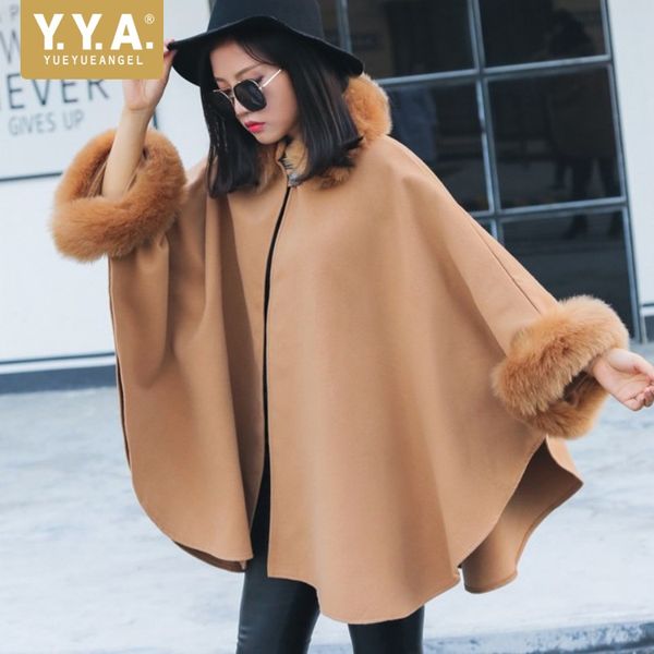 fashion women fur collar woolen coat cloak elegant ladies batwing sleeve loose fit cape woolen blends coat outerwear solid color, Black
fashion women fur collar woolen coat cloak elegant ladies batwing sleeve loose fit cape woolen blends coat outerwear solid color, Black