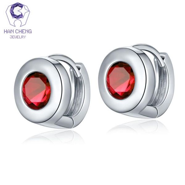 hoop & huggie hancheng fashion loop zircon gem stone round circle small earrings for women jewelry brincos bijoux, Golden;silver