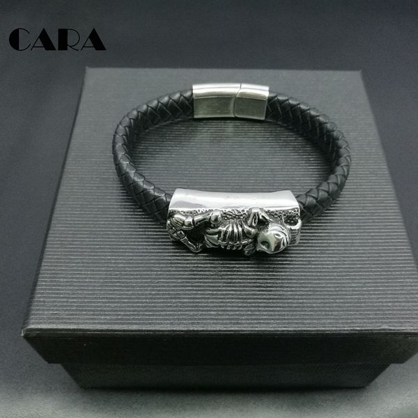 bangle arrival genuine leather chakra bracelet men retro human skelent stainless steel fashion jewelry for women cara0054, Black
bangle arrival genuine leather chakra bracelet men retro human skelent stainless steel fashion jewelry for women cara0054, Black