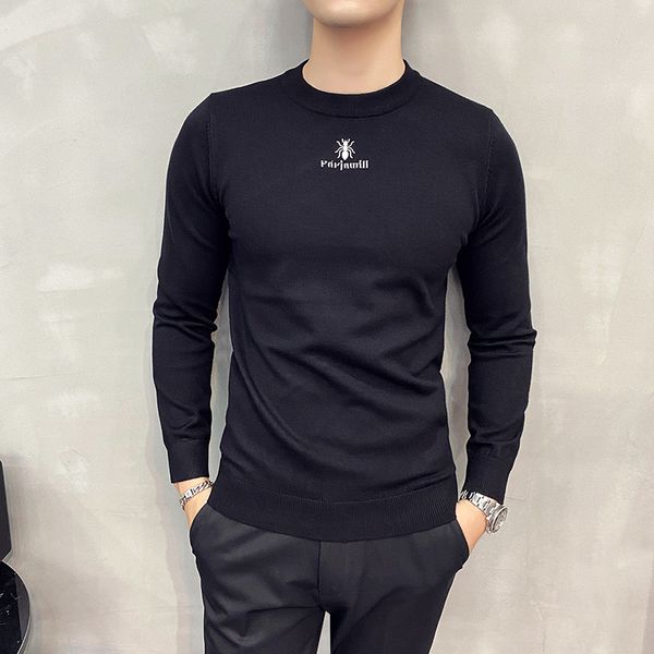 2020 fall winter men's sweater casual slim fit knitted pullovers embroidered pure color sweaters men o-neck knitwear clothing, White;black
2020 fall winter men's sweater casual slim fit knitted pullovers embroidered pure color sweaters men o-neck knitwear clothing, White;black