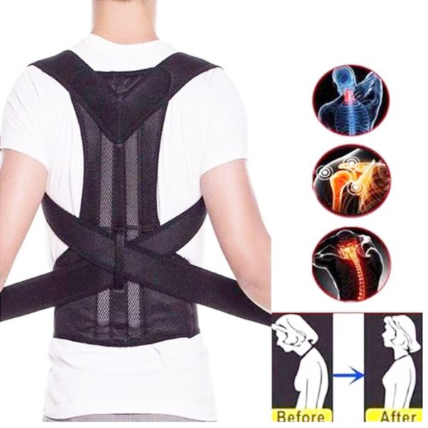 back posture corrector shoulder lumbar brace spine support belt adjustable corset posture correction belt body health care, Black;blue
back posture corrector shoulder lumbar brace spine support belt adjustable corset posture correction belt body health care, Black;blue