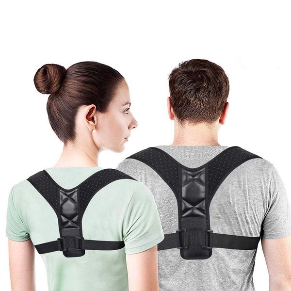 back support adjustable posture corrector chest up brace extended shoulder protector belt men women gym fitness guard strap, Black;blue
back support adjustable posture corrector chest up brace extended shoulder protector belt men women gym fitness guard strap, Black;blue