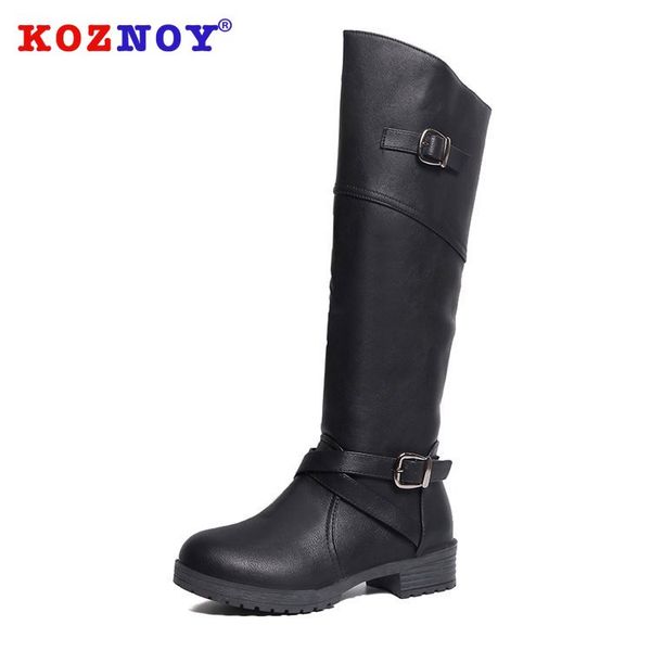 boots koznoy knight winter flat bottom drop round toe thick heel buckle drum fashion breathable solid knee high, Black
boots koznoy knight winter flat bottom drop round toe thick heel buckle drum fashion breathable solid knee high, Black