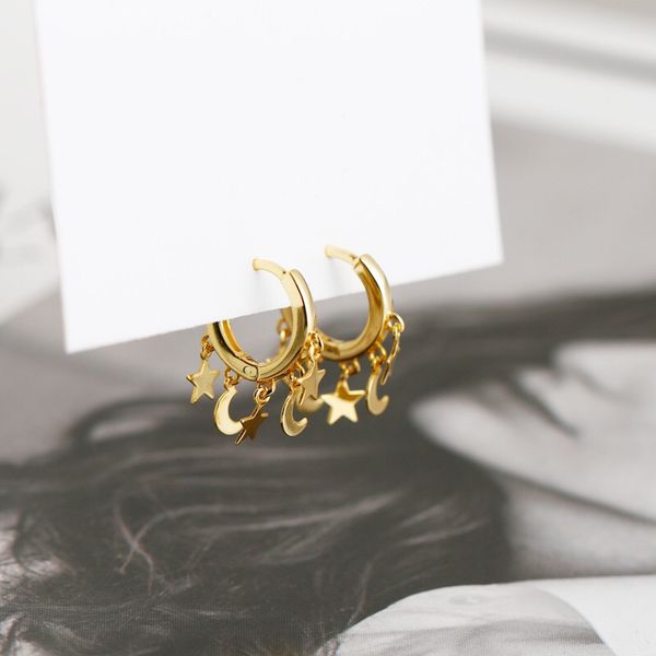 hoop & huggie 925 sterling silver earring fashion personality star moon ear ring zircon blue bone wild trend woman girl jewelry, Golden;silver
hoop & huggie 925 sterling silver earring fashion personality star moon ear ring zircon blue bone wild trend woman girl jewelry, Golden;silver