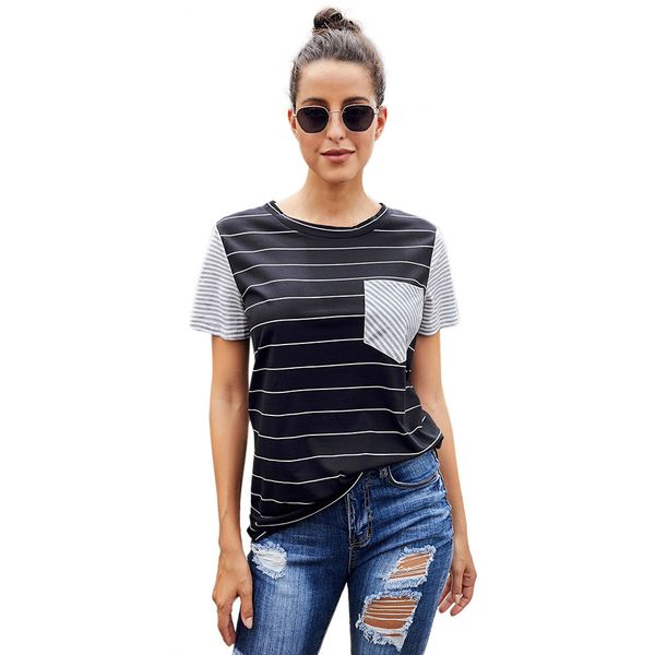 womens designershiying striped regular t-shirt female european style contrast color v-neck short sleeve pullover 252159, White;black
womens designershiying striped regular t-shirt female european style contrast color v-neck short sleeve pullover 252159, White;black