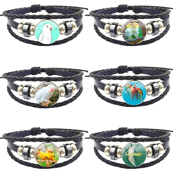 charm bracelets animel white parrot for women men black leather bracelet bangle round glass cabochon friendship gift jewelry, Golden;silver
charm bracelets animel white parrot for women men black leather bracelet bangle round glass cabochon friendship gift jewelry, Golden;silver