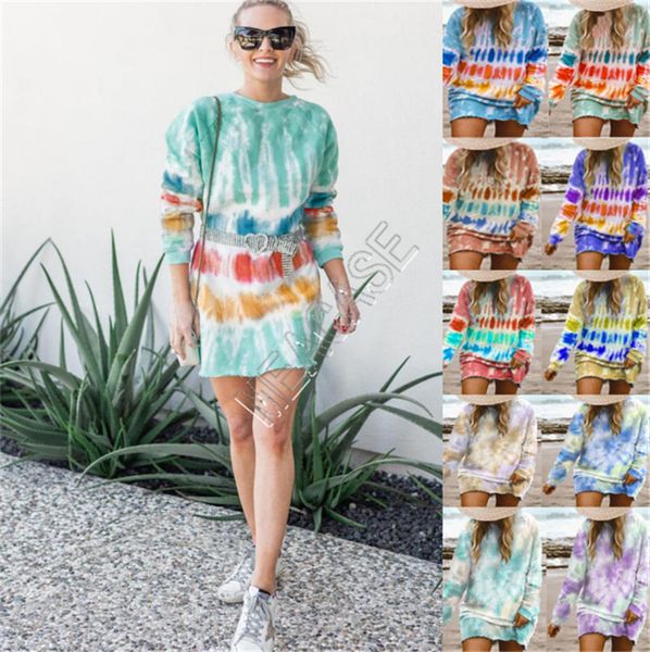 women plus size dress tie dyed blouse hoodies dresses color gradient long sleeved knee length skirt casual pullover t-shirt clothes d9801, White
women plus size dress tie dyed blouse hoodies dresses color gradient long sleeved knee length skirt casual pullover t-shirt clothes d9801, White