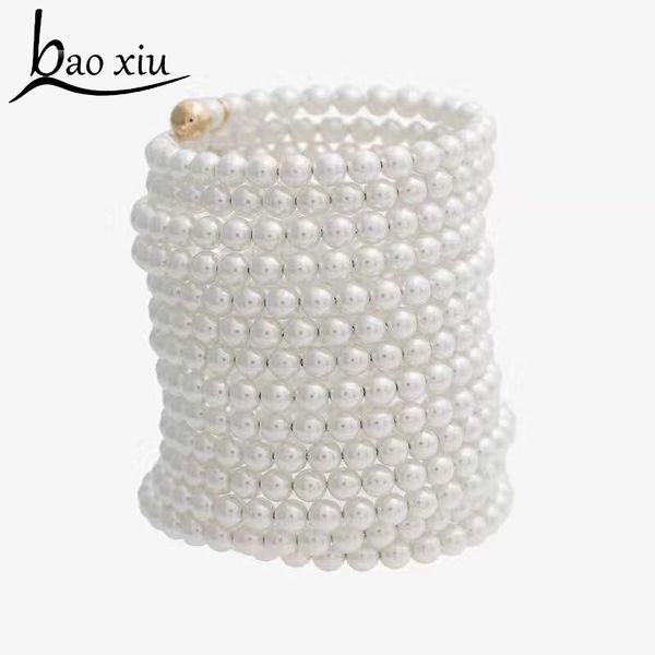 bangle women luxury fashion multi-layer open bracelet pearl gold metal nightclub hand jewelry female gifts accessory, Black
bangle women luxury fashion multi-layer open bracelet pearl gold metal nightclub hand jewelry female gifts accessory, Black