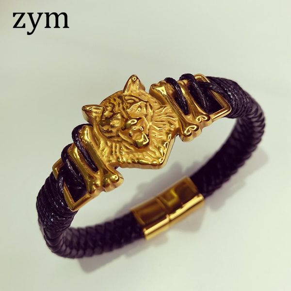charm bracelets brand golden wolf head bracelet european and american punk retro fashion men's leather rope, Golden;silver
charm bracelets brand golden wolf head bracelet european and american punk retro fashion men's leather rope, Golden;silver