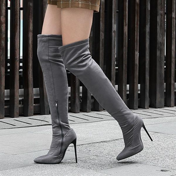 boots ribetrini female knee high thin heel thigh women brand pointed toe fashion party dress shoes woman, Black
boots ribetrini female knee high thin heel thigh women brand pointed toe fashion party dress shoes woman, Black