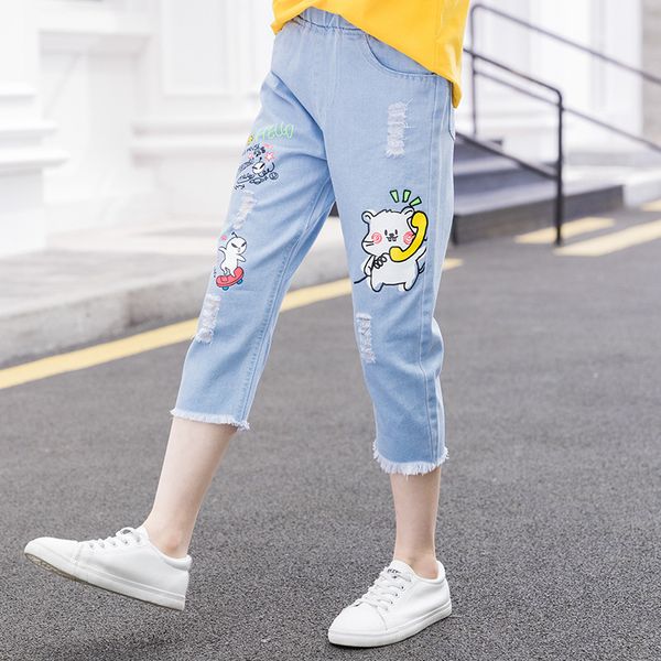 girls cartoon printed jeans 2020 summer new childrens fashion holes denim capri pants, Blue
girls cartoon printed jeans 2020 summer new childrens fashion holes denim capri pants, Blue