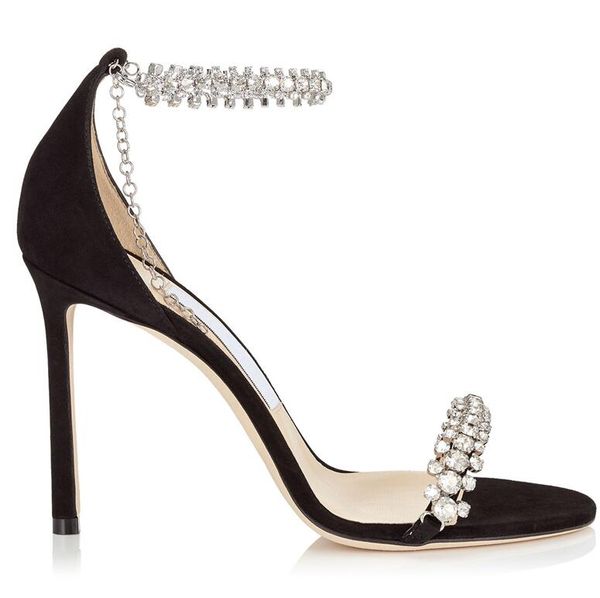 women's leather high heels, new one-word open-toe sandals, slim heels with chain rhinestone, size: 34-40, black
women's leather high heels, new one-word open-toe sandals, slim heels with chain rhinestone, size: 34-40, black