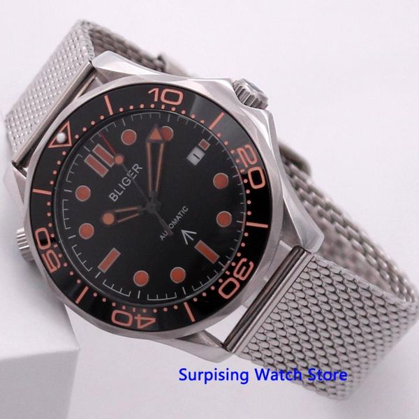 bliger 41mm black dial mechanical mens watch sapphire crystal luminous waterproof calendar automatic wristwatch men, Slivery;brown
bliger 41mm black dial mechanical mens watch sapphire crystal luminous waterproof calendar automatic wristwatch men, Slivery;brown
