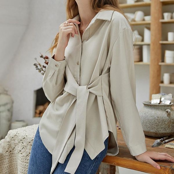 Solid Bandage Shirts Women Button Turn Down Collar Long Sleeve Loose Autumn 2020 Office Lady Causal Chic Simple Blouses, White
Solid Bandage Shirts Women Button Turn Down Collar Long Sleeve Loose Autumn 2020 Office Lady Causal Chic Simple Blouses, White
