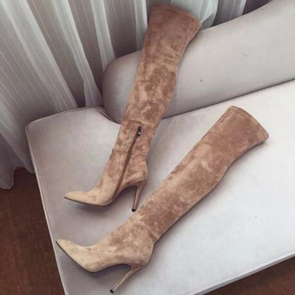 gullick women winter suede thigh high boots pointed toe over the knee high heel boots slim fit long women big size 10, Black
gullick women winter suede thigh high boots pointed toe over the knee high heel boots slim fit long women big size 10, Black