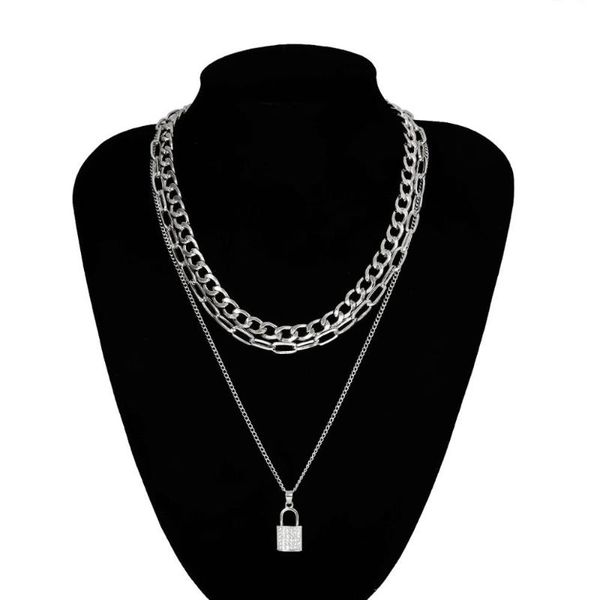 gothic rock layered lover lock pendant choker necklace steampunk padlock key chain necklace couple jewelry gift, Silver
gothic rock layered lover lock pendant choker necklace steampunk padlock key chain necklace couple jewelry gift, Silver