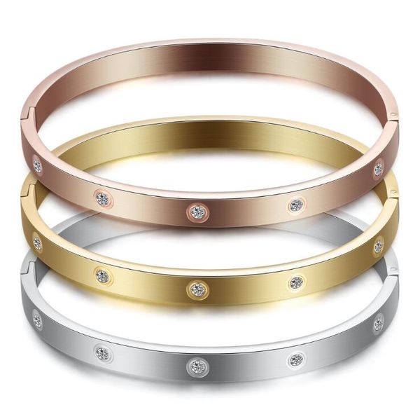 316l stainless steel bangle with cz stones imitation diamond for women lovers couples bracelet, Black
316l stainless steel bangle with cz stones imitation diamond for women lovers couples bracelet, Black