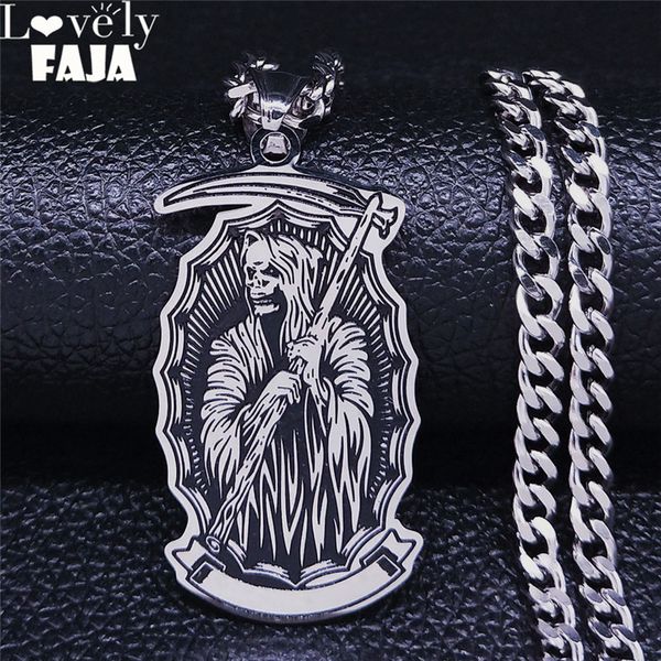 gothic sickle grim reaper stainless steel chain necklaces men black color chocker necklace jewelry collares para mujer n4038s03, Silver
gothic sickle grim reaper stainless steel chain necklaces men black color chocker necklace jewelry collares para mujer n4038s03, Silver
