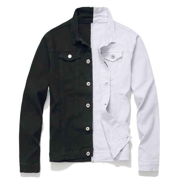 men streetwear black white two-tone patchwork slim fit jean jackets motorcycle man hip hop cotton casual denim jackets coats, Black;brown
men streetwear black white two-tone patchwork slim fit jean jackets motorcycle man hip hop cotton casual denim jackets coats, Black;brown