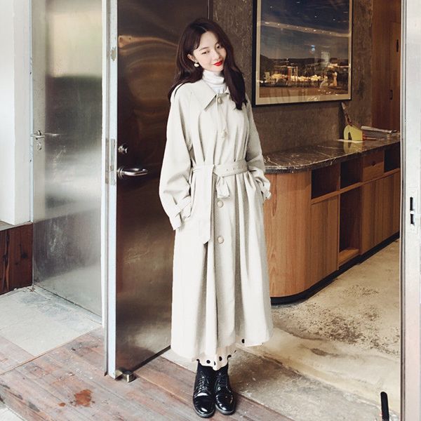 retro windbreaker jacket women's mid-length 2020 new spring and autumn korean temperament beige long coat sashes vestidos r236, Tan;black
retro windbreaker jacket women's mid-length 2020 new spring and autumn korean temperament beige long coat sashes vestidos r236, Tan;black