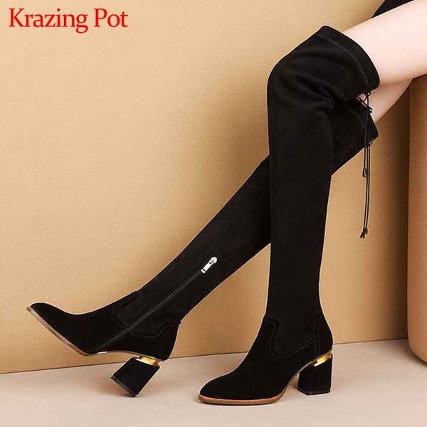 krazing pot office lady fashion sheep suede soft flock stretch boots round toe high heels zip women warm thigh high boots l56, Black
krazing pot office lady fashion sheep suede soft flock stretch boots round toe high heels zip women warm thigh high boots l56, Black