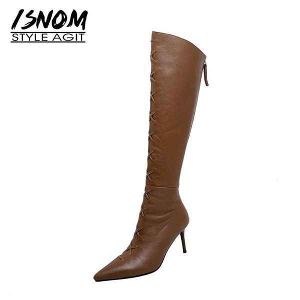 isnom ladies genuine leather knee boots stiletto heel back zipper woman fashion cross decoration autumn and winter shoes 2020, Black
isnom ladies genuine leather knee boots stiletto heel back zipper woman fashion cross decoration autumn and winter shoes 2020, Black