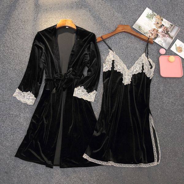 women's sleepwear lady velour kimono bathrobe gown lace nightdress autumn nightgown intimate lingerie soft home clothes, Black;red
women's sleepwear lady velour kimono bathrobe gown lace nightdress autumn nightgown intimate lingerie soft home clothes, Black;red