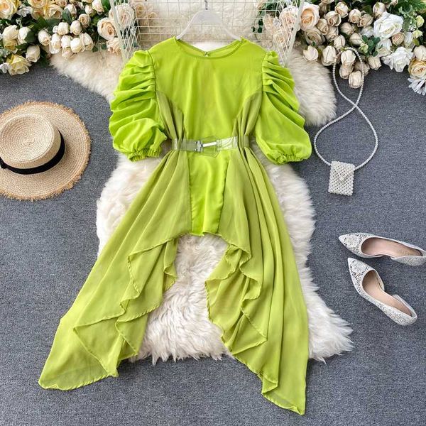 women soild backless irregular sashes puff sleeve chiffon long blouses shirts, White
women soild backless irregular sashes puff sleeve chiffon long blouses shirts, White