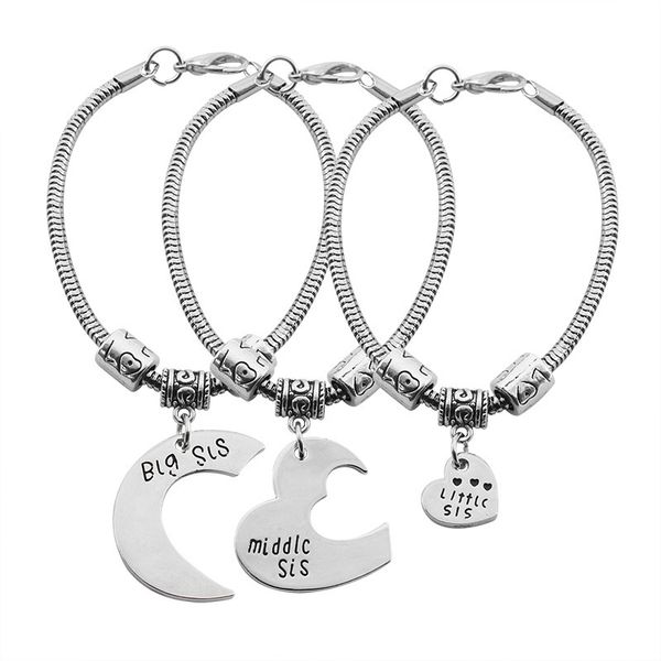 link, chain 3 pcs set women charm bracelet bangle for big sis middle little gift her, Black
link, chain 3 pcs set women charm bracelet bangle for big sis middle little gift her, Black