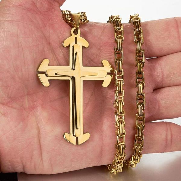 crucifix jesus cross necklace stainless steel christs pendant gold color 4mm wide byzantine chain men necklaces jewelry gifts, Silver
crucifix jesus cross necklace stainless steel christs pendant gold color 4mm wide byzantine chain men necklaces jewelry gifts, Silver