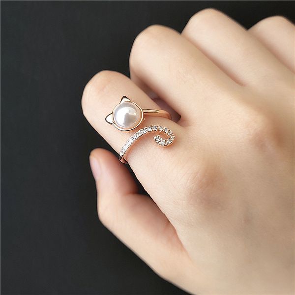 cluster rings cute simulated pearl cat ring zirconia adjustable for women girls fashion gift jewelry wholesale, Golden;silver
cluster rings cute simulated pearl cat ring zirconia adjustable for women girls fashion gift jewelry wholesale, Golden;silver