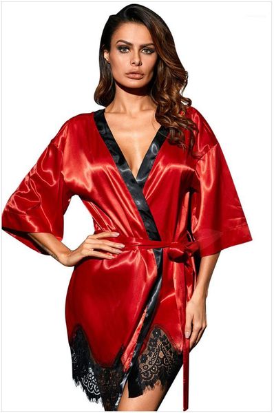 women designer clothes women designer sleepwear fashoin lace panelled solid color evening night robe, Black;red
women designer clothes women designer sleepwear fashoin lace panelled solid color evening night robe, Black;red