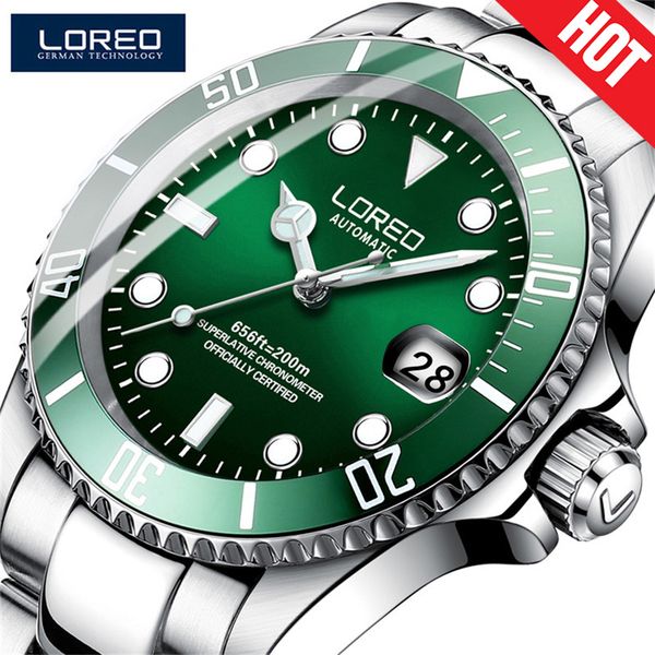 loreo divers watch men resistant mechanical waterproof business male clock green relojes automaticos, Slivery;brown
loreo divers watch men resistant mechanical waterproof business male clock green relojes automaticos, Slivery;brown