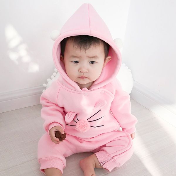 2020 spring and autumn one-piece suit double layer kitten embroidered cartoon style romper baby out hooded baby clothes, Blue
2020 spring and autumn one-piece suit double layer kitten embroidered cartoon style romper baby out hooded baby clothes, Blue
