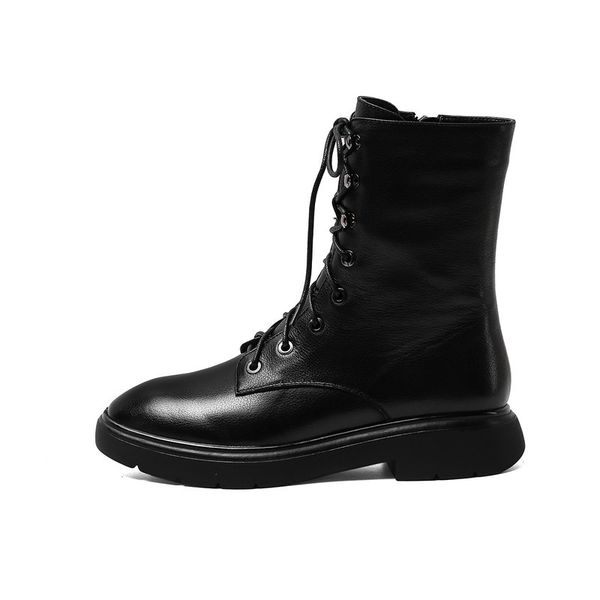 cross-tied genuine leather ankle boots side zipper elegant thick high heels women shoes 2021 autumn winter office shoes woman, Black
cross-tied genuine leather ankle boots side zipper elegant thick high heels women shoes 2021 autumn winter office shoes woman, Black