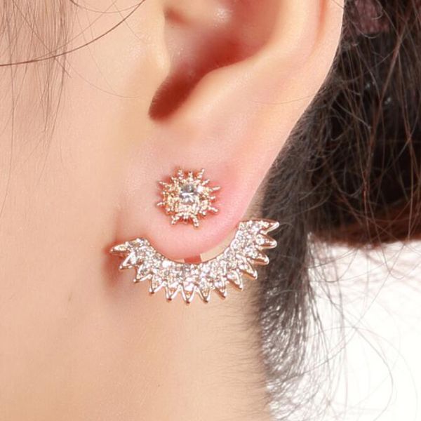 stud smjel sun shape cz curved geometric earrings ear jacket for women elegant front back two side earring wedding jewelry ej002, Golden;silver
stud smjel sun shape cz curved geometric earrings ear jacket for women elegant front back two side earring wedding jewelry ej002, Golden;silver