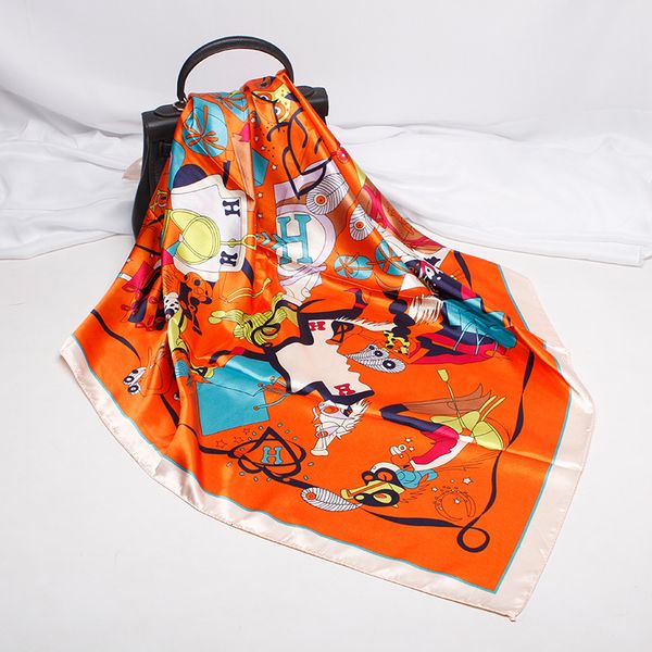 women's 2020 explosion models 90*90cm carriage and flower print satin street square scarf, Blue;gray
women's 2020 explosion models 90*90cm carriage and flower print satin street square scarf, Blue;gray