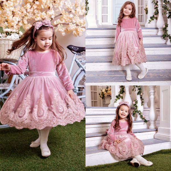 long sleeve velvet flower girl dresses 2020 length lace applique girls pageant gowns communion dress, Red;yellow
long sleeve velvet flower girl dresses 2020 length lace applique girls pageant gowns communion dress, Red;yellow