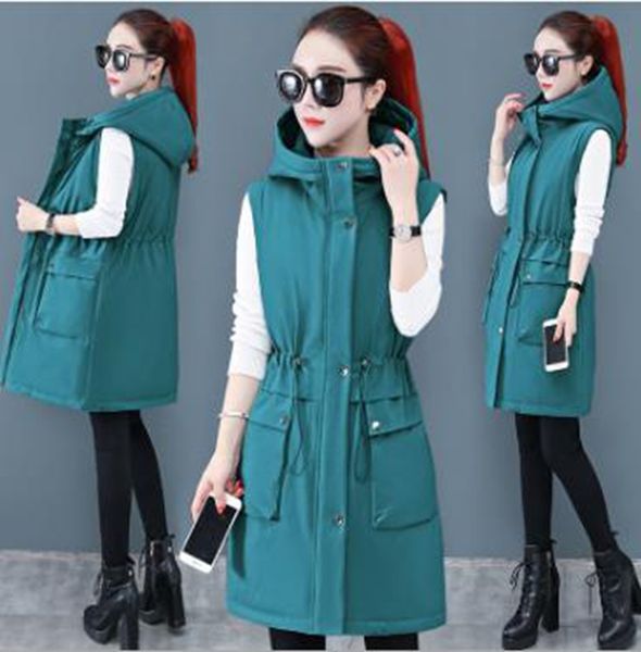 wholesale mid-length women's hooded belt slimming solid color vest sleeveless cotton waistcoat, Black;white
wholesale mid-length women's hooded belt slimming solid color vest sleeveless cotton waistcoat, Black;white