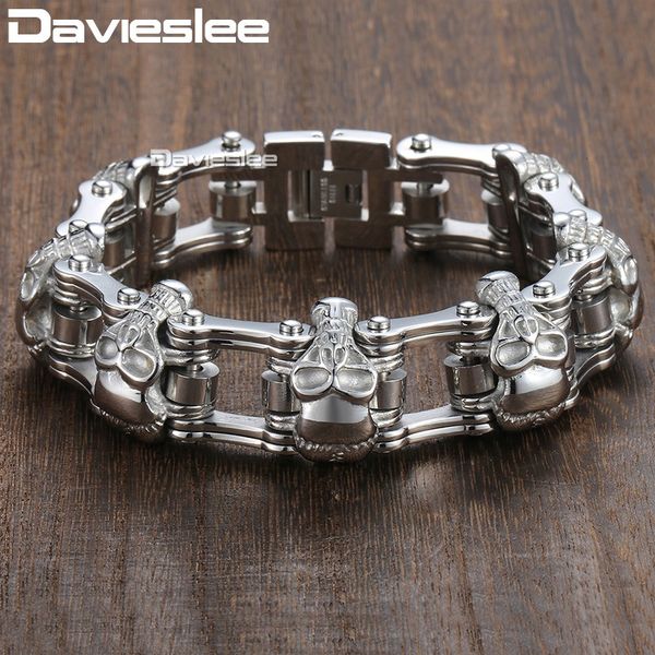 davieslee skull biker men's bracelet for men motorcycle link 316l stainless steel bracelet dlhbm62, Black
davieslee skull biker men's bracelet for men motorcycle link 316l stainless steel bracelet dlhbm62, Black